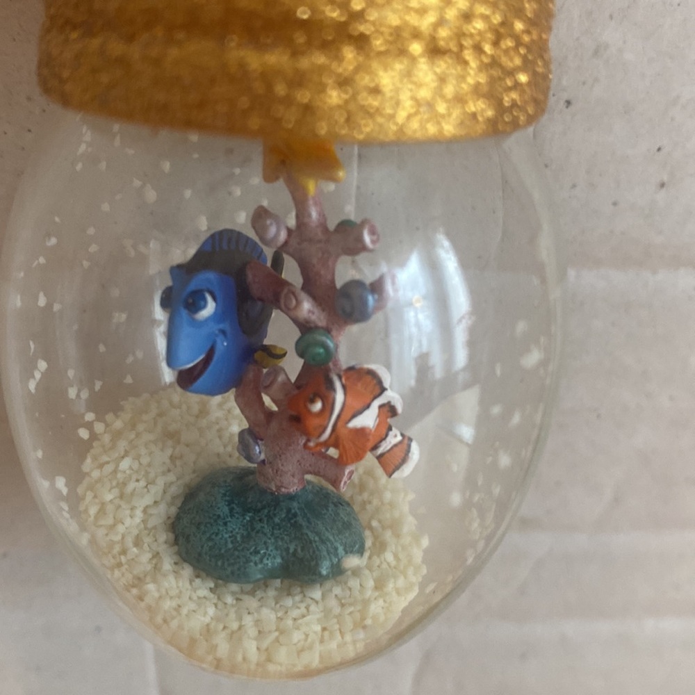 Finding Nemo lightbulb shaped ornament with “snow” about 3 inches